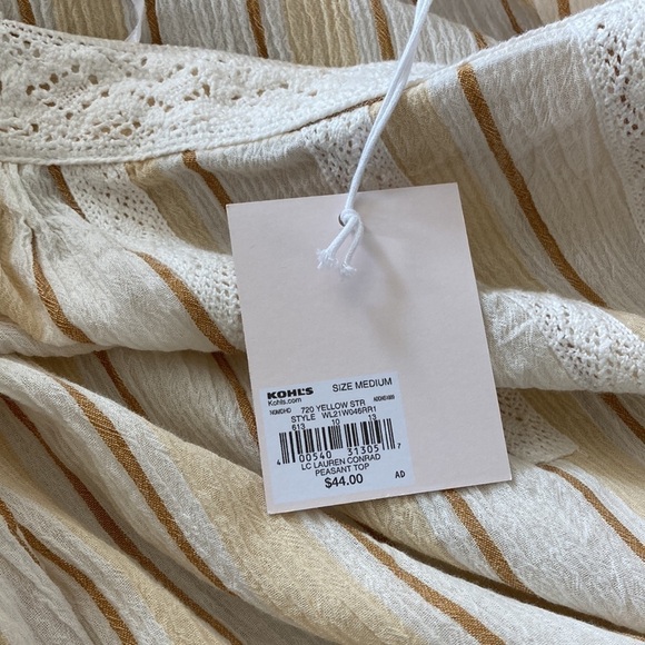 LC Lauren Conrad medium peasant blouse  lace 3/4 sleeves NWT - Picture 12 of 14